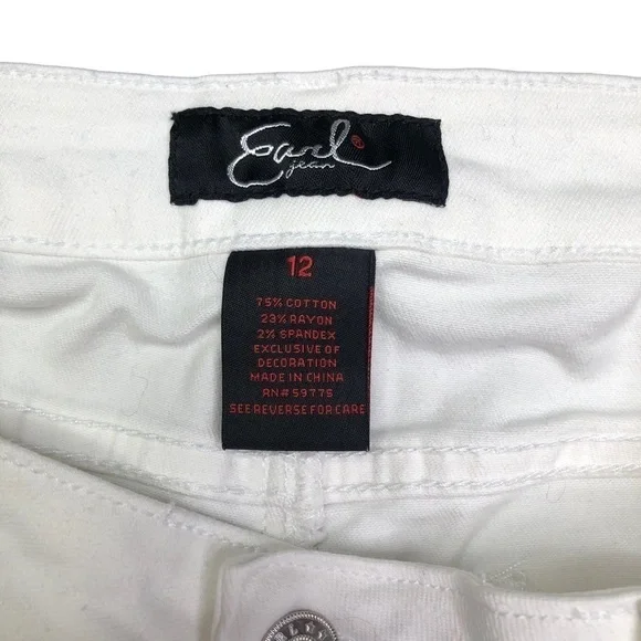 Earl Jeans white denim shorts stretch floral embroidery 12